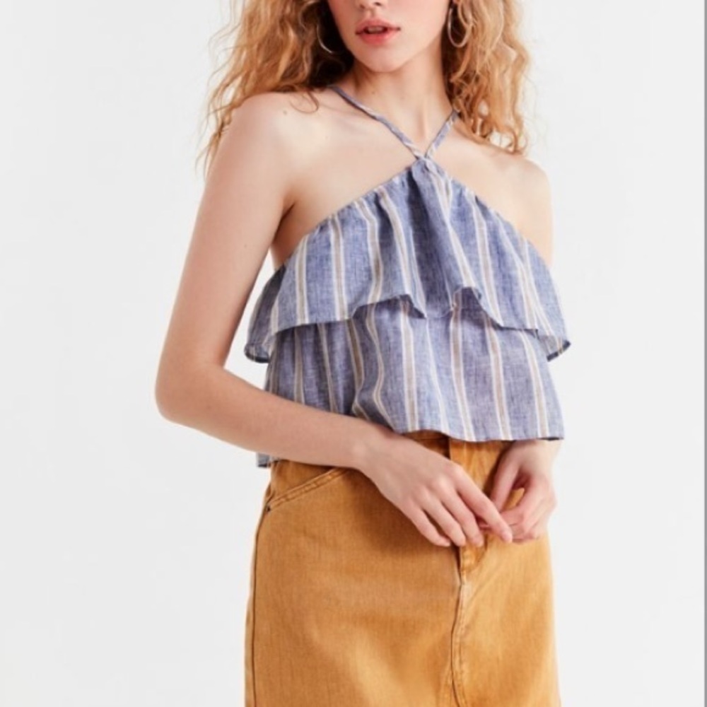 UO Hattie Striped Halter Top NWT